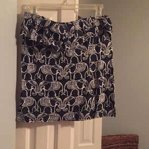 Elephant Print, Navy and White strapless top!